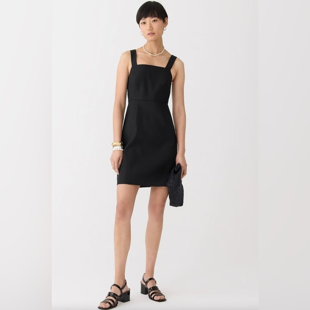 J.Crew Squareneck A-Line Dress In Stretch Linen Blend (109)